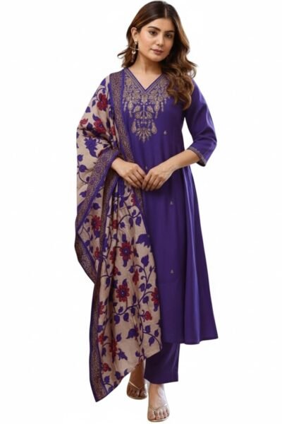 KLOSIA Women Embroidery Straight Kurta and Pant Set with Dupataa