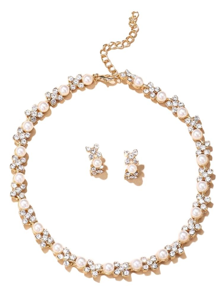 Shining Diva Fashion Necklace Jewellery Set for Women Latest Stylish Design Fancy Pearl Choker (15219s)