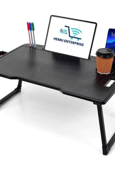 Etekcity Study Table Bed Table Premium Laptop Table/Foldable and Portable Wooden/Writing Desk for Office/Home/School 59cm, 40cm (C Black)