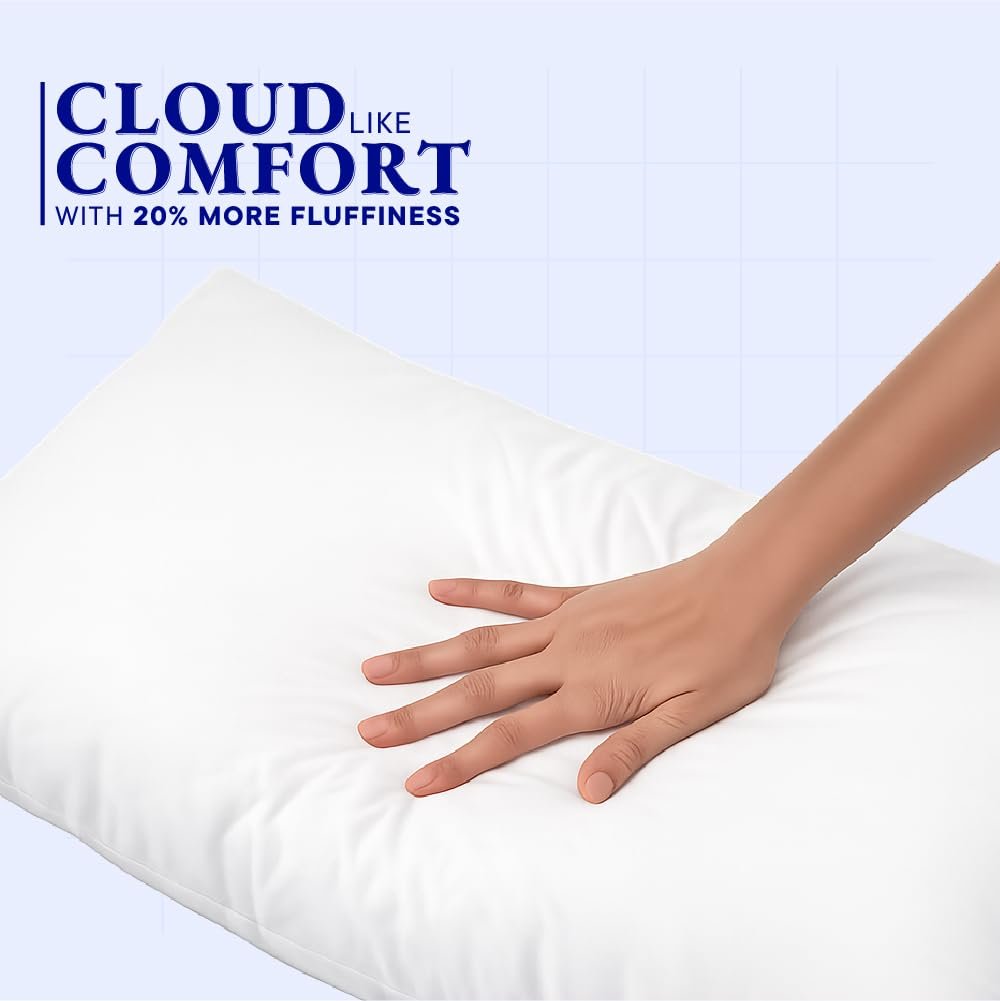 Welspun Dream Nest Microfiber Plain White Pillows Set 2 - Image 5
