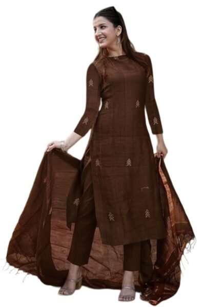 GoSriKi Viscose Printed Straight Kurta with Pant and Dupatta for Women