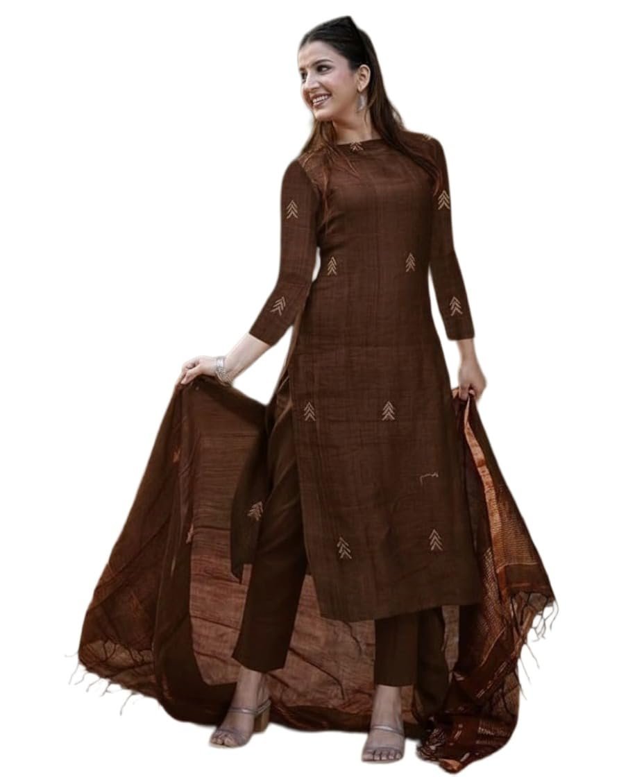 GoSriKi Viscose Printed Straight Kurta with Pant and Dupatta for Women