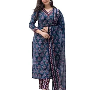 Vaamsi Women's Floral Straight Printed Kurta Pant With Dupatta Set