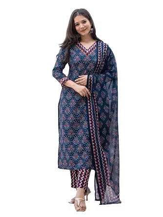 Vaamsi Women's Floral Straight Printed Kurta Pant With Dupatta Set