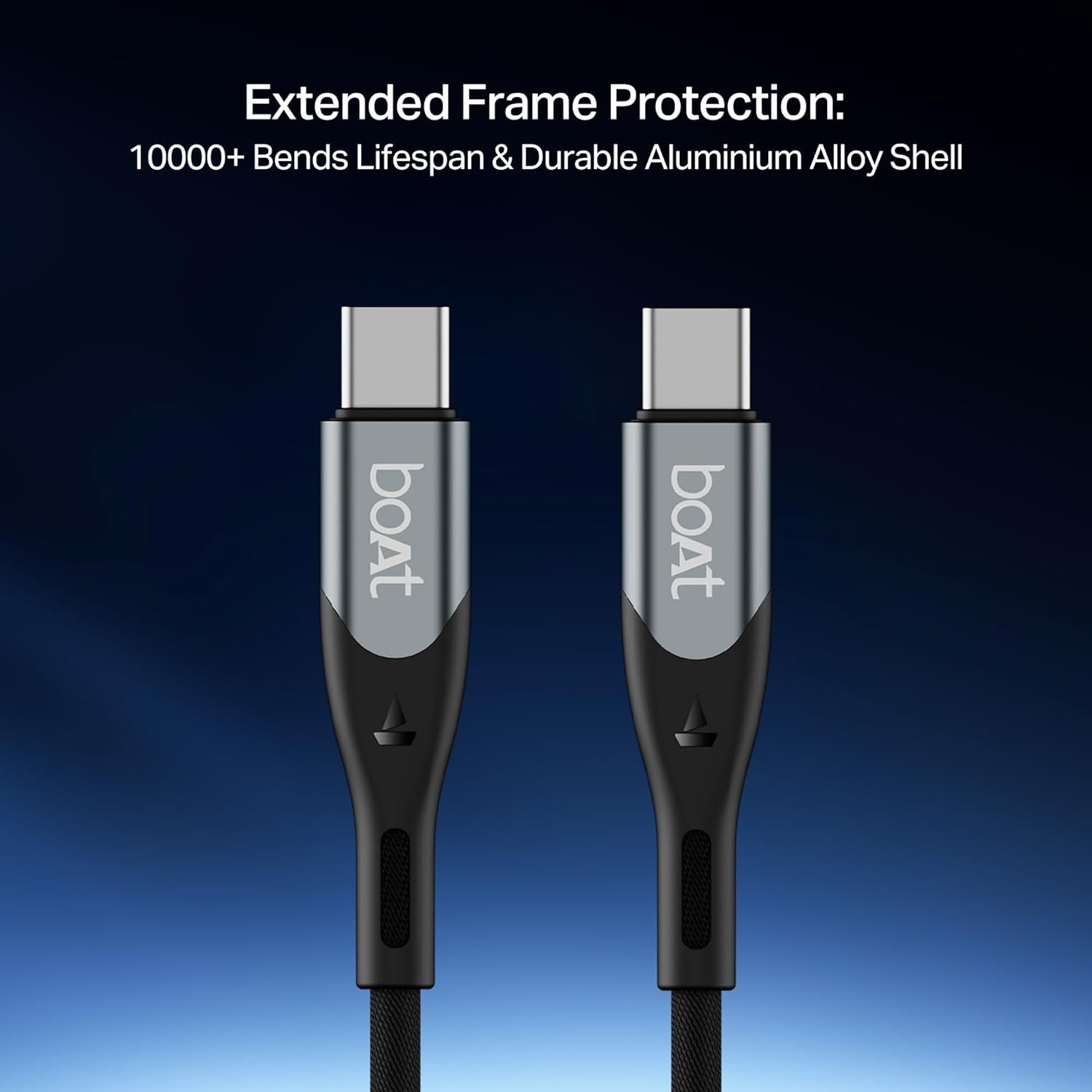 boAt Type C to C 65W Fast Charging Cable with 480 Mbps Data Transfer, Tangle-Free Cable in Premium Nylon Braided Design (Carbon Black) - Image 5
