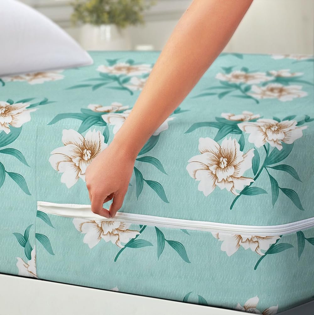 BSB HOME Premium Cotton Printed Mattress Cover/Protector with Zipper Chain - Image 3
