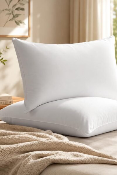 Welspun Dream Nest Microfiber Plain White Pillows Set 2
