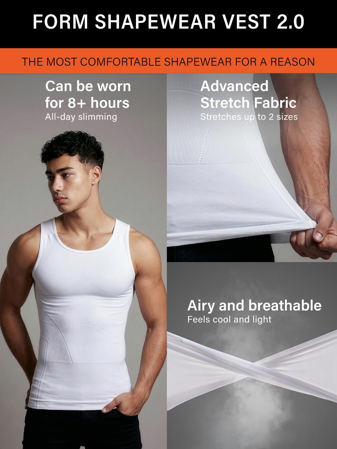 DAMENSCH Form Shapewear for Men, Comfortable and Stretchy Body Shaper for Man, Posture Correcting Tummy Tucker, Breathable Gynecomastia Compression T Shirt, Ideal for Parties Shirt Tucker for Men - Image 8