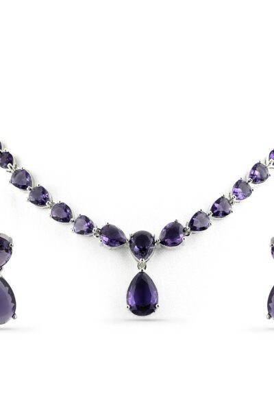 Rubans Necklace Set Rhodium Plated Crystal Studded Jewellery Gift for Women & Girls