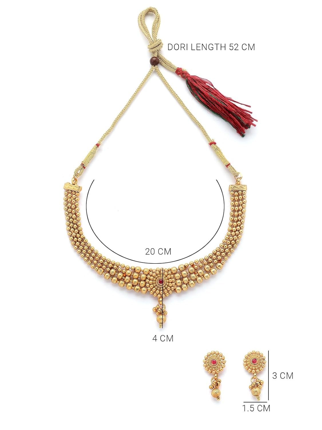 Sukkhi Classic Gold Plated Choker Necklace with Drop Earring Jewellery Set For Women & Girls - Image 6