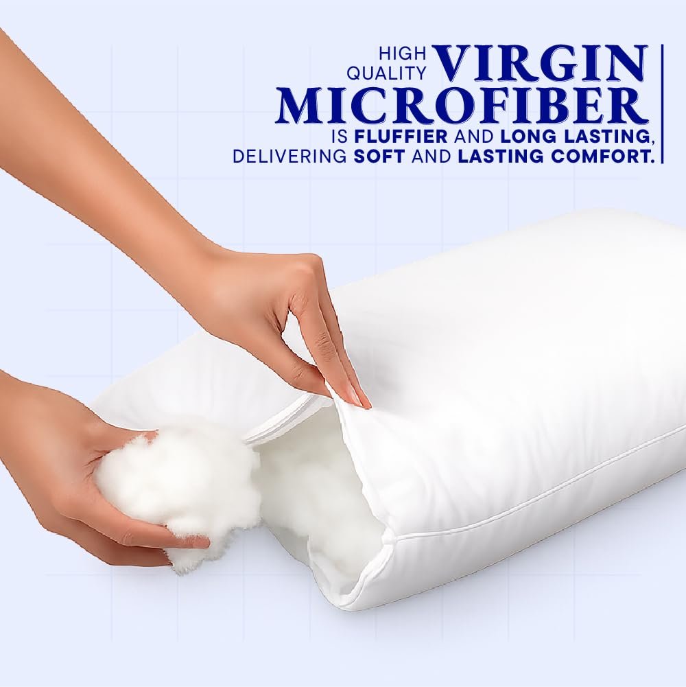 Welspun Dream Nest Microfiber Plain White Pillows Set 2 - Image 7