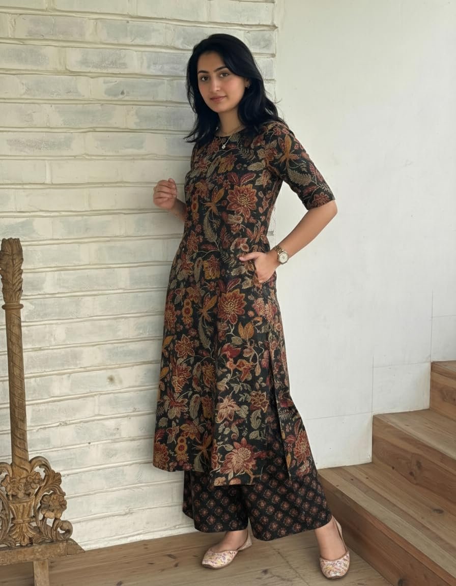 ANNI Designer Women's Viscose Blend Straight Printed Kurta with Palazzo - Image 3