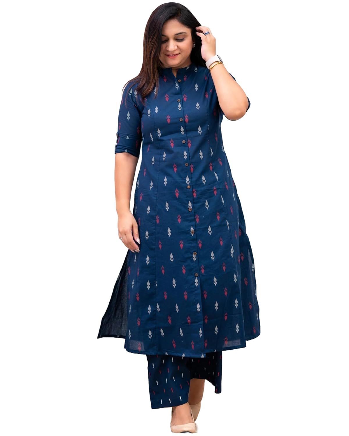 GoSriKi Women Cotton Printed A-Line Ethnic Co-Ord Set
