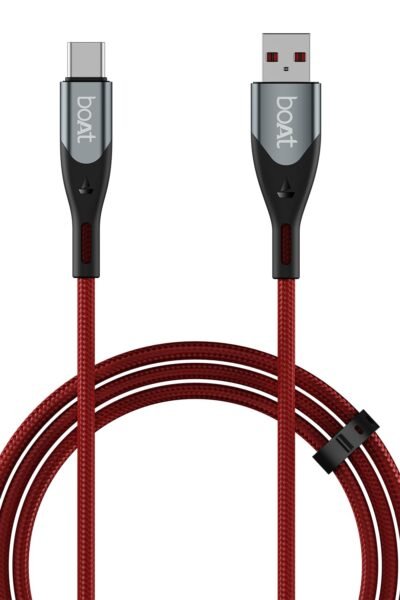 boAt Type A to C 65W Fast Charging Cable with 480 Mbps Data Transfer, Tangle-Free Cable in Premium Nylon Braided Design & Durable Aluminium Alloy Shel