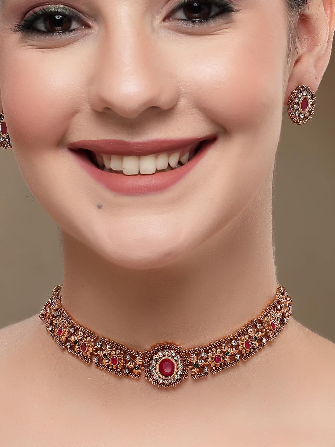 Shining Diva Fashion Latest Stylish Design Fancy Traditional Necklace Jewellery Set for Women (16637s) - Image 4