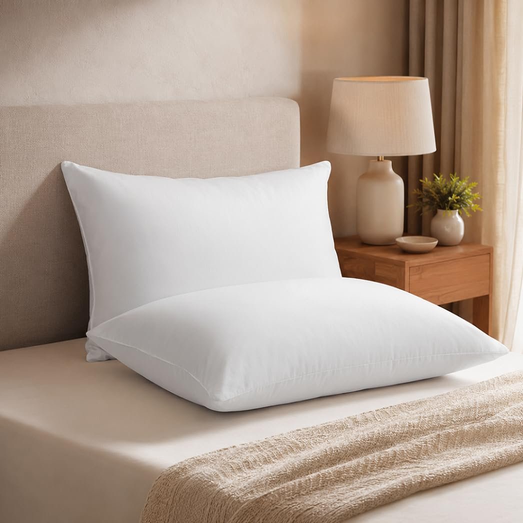 Welspun Dream Nest Microfiber Plain White Pillows Set 2 - Image 3