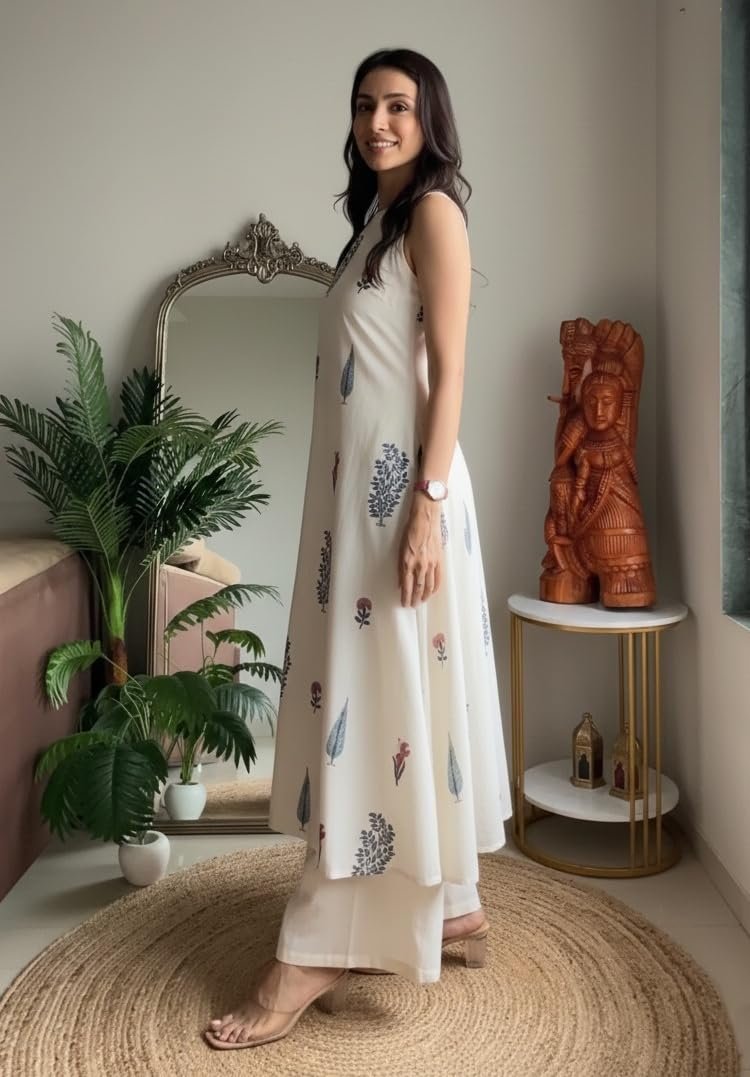 Klosia Women Pure Cotton Kurta Palazzo Set - Image 4