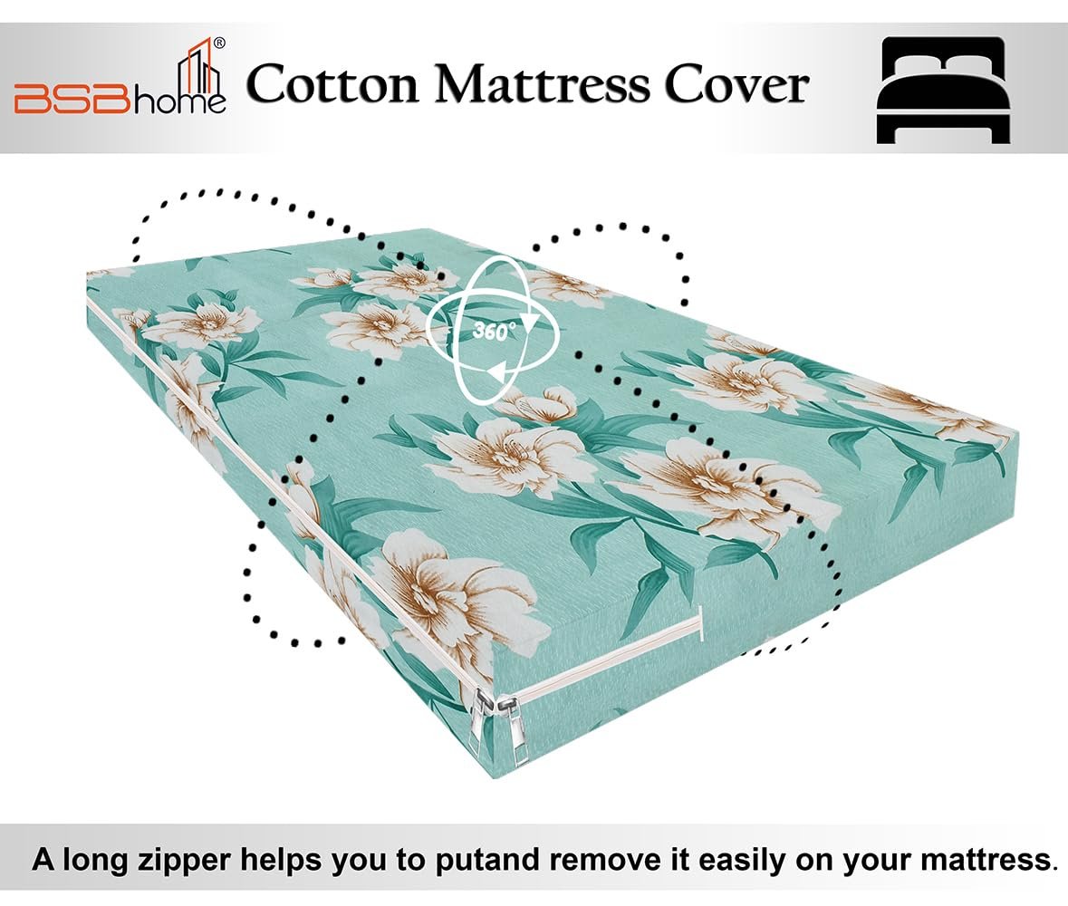 BSB HOME Premium Cotton Printed Mattress Cover/Protector with Zipper Chain - Image 5