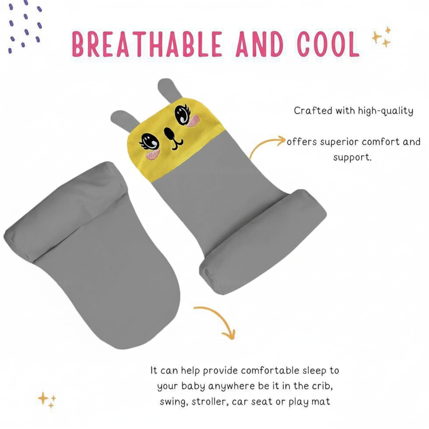 Baby Sleeping Support Pillow with Side Rollers - Image 6