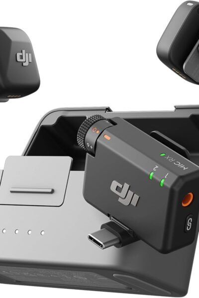 DJI Mic Mini (2 Transmitters + 1 Receiver + Charging Cradle), Ultra Light, Detailed Audio, 48 Hours Use, Noise Cancelling, Auto Limit, Wireless Microp
