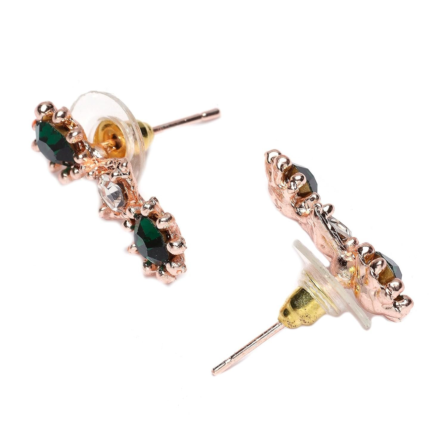 ZENEME Rose Gold-Plated American Diamond Studded Star Shaped Necklace With Earrings Jewellery Set For Girls and Women - Image 6