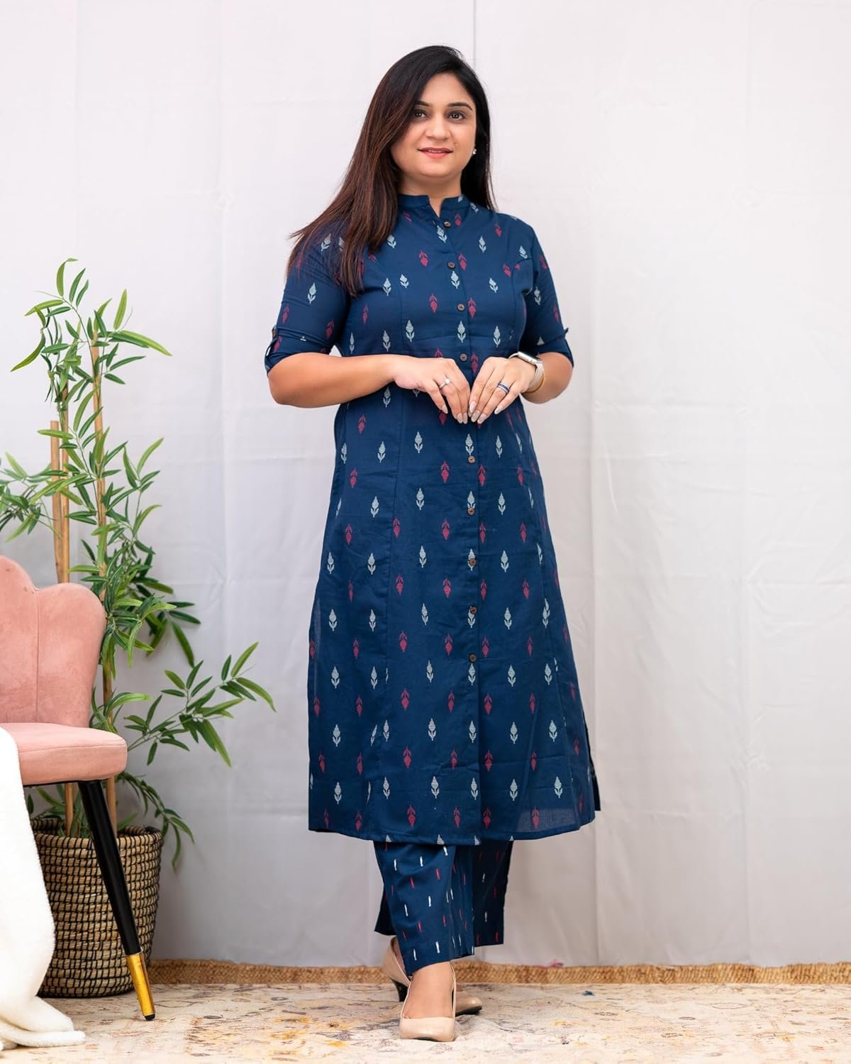 GoSriKi Women Cotton Printed A-Line Ethnic Co-Ord Set - Image 3