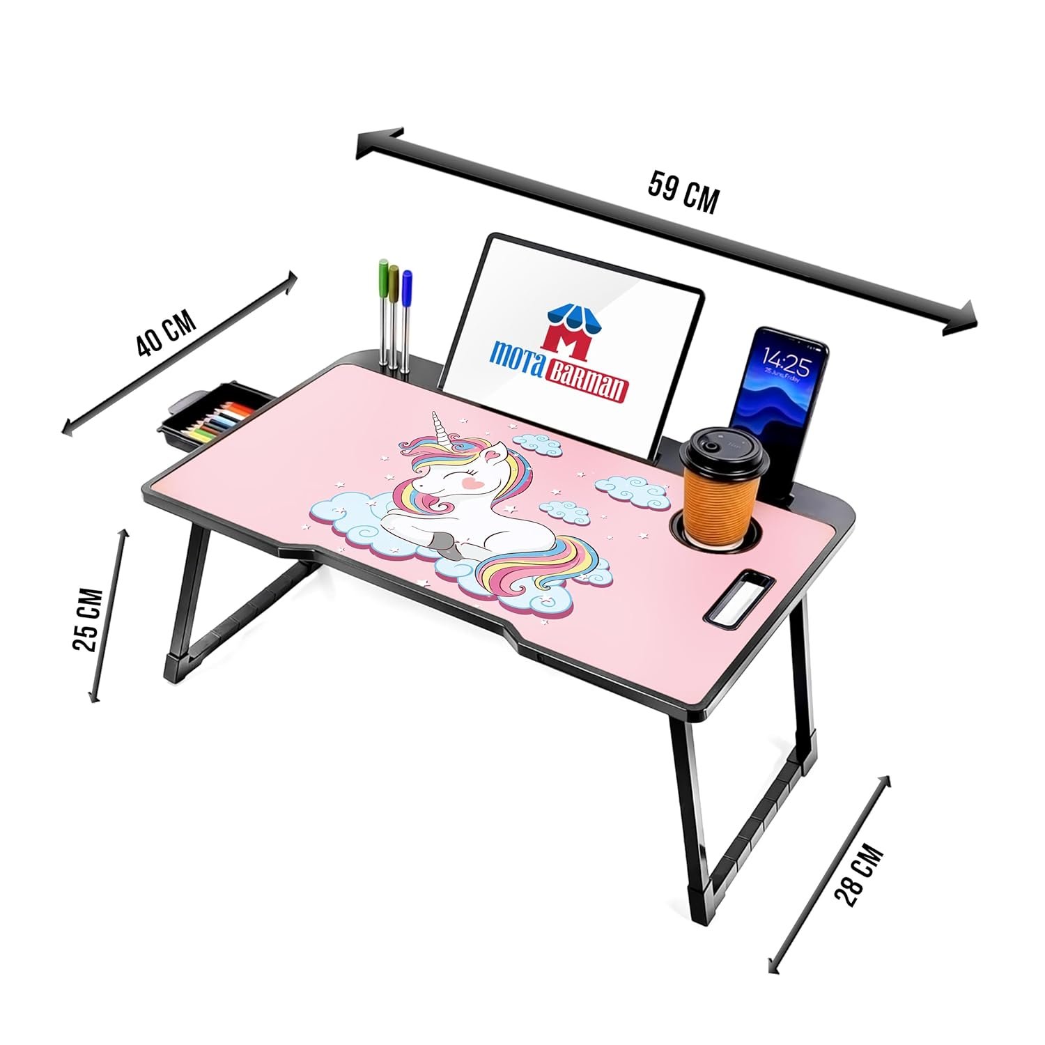 DIVIJA STORE Smart Multipurpose Foldable Laptop Table with Cup Holder, Study Table, Bed Table, Breakfast Table, Foldable and Portable/Ergonomic & Roun - Image 5
