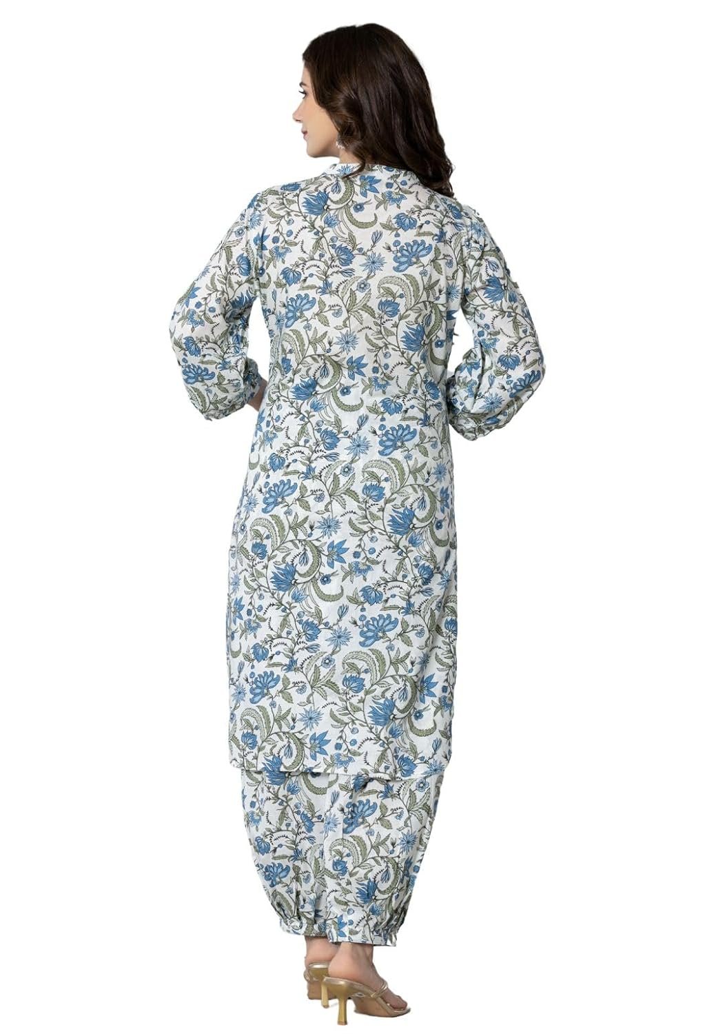rytras Women Pure Cotton Printed Straight Kurta Set with Palazzo Pants - Ethnic Wear - Image 2