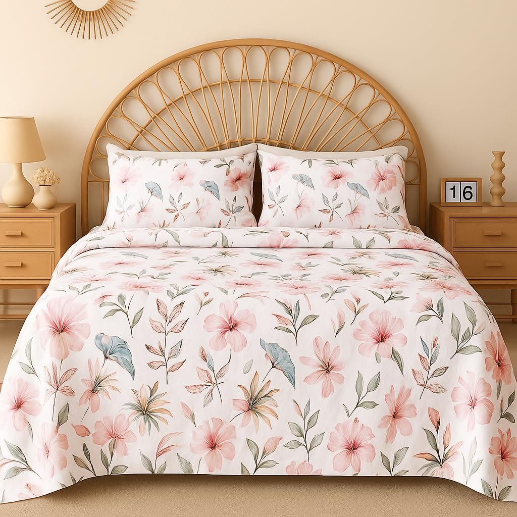 VAS COLLECTIONS Cloud Cotton Double Bedsheet 180 TC