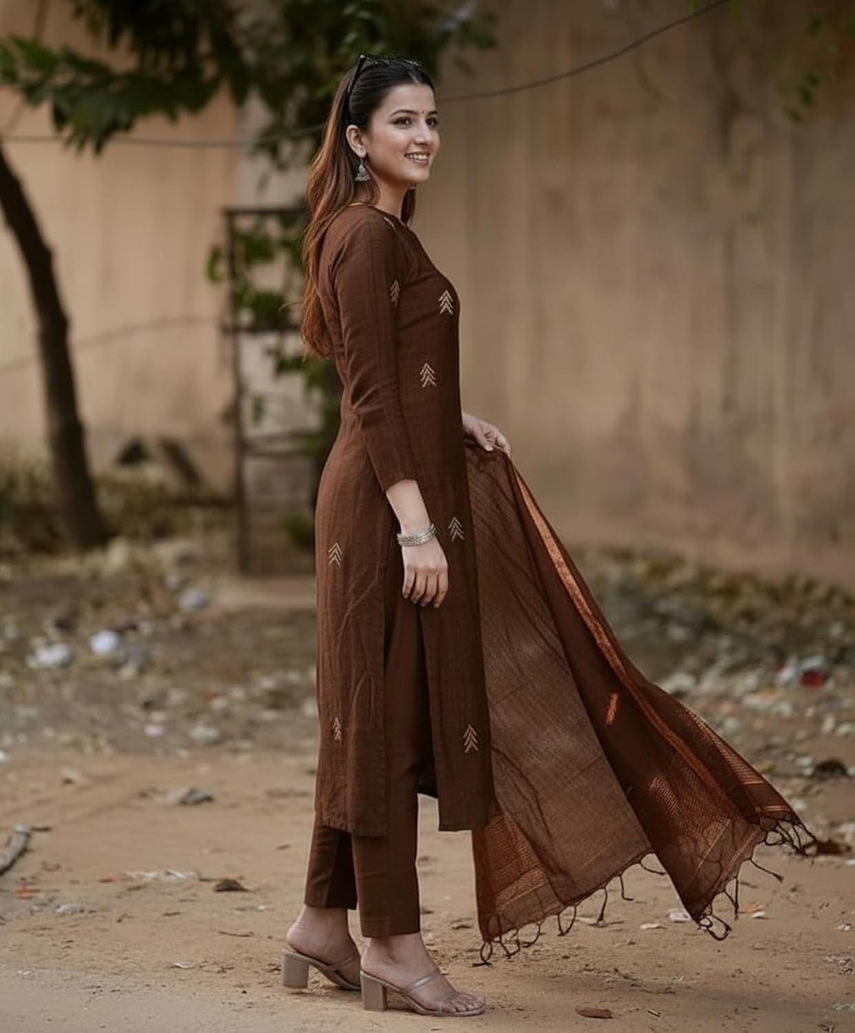 GoSriKi Viscose Printed Straight Kurta with Pant and Dupatta for Women - Image 3
