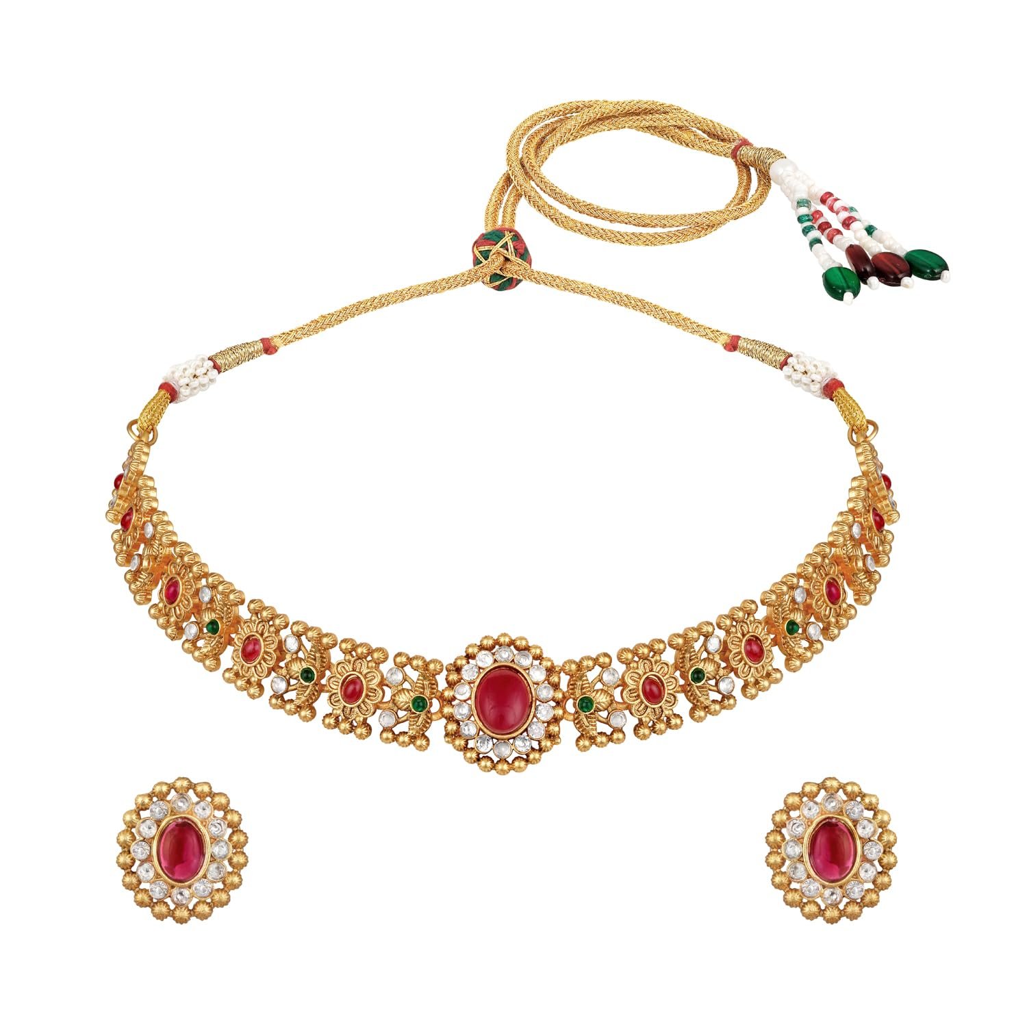 Shining Diva Fashion Latest Stylish Design Fancy Traditional Necklace Jewellery Set for Women (16637s) - Image 9