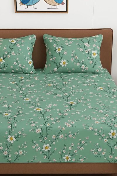 BSB HOME 100% Cotton Feel Double Bed Bedsheet Set