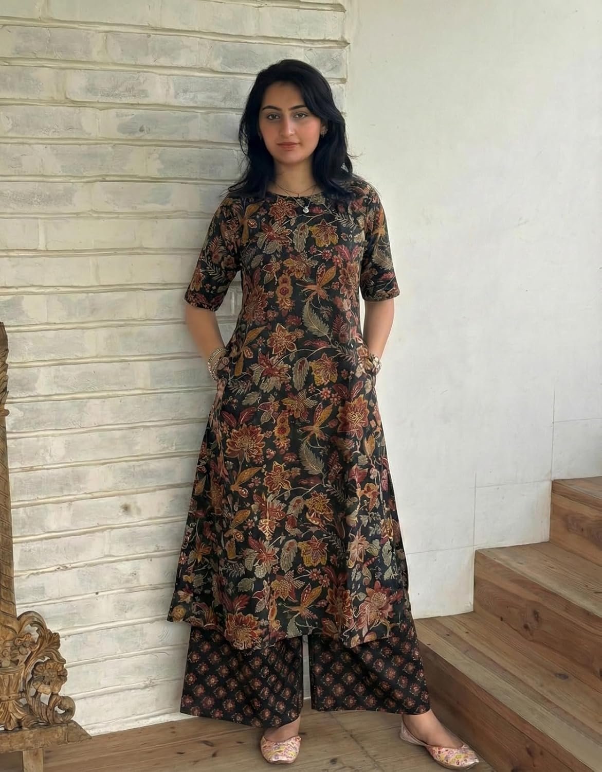 ANNI Designer Women's Viscose Blend Straight Printed Kurta with Palazzo - Image 4