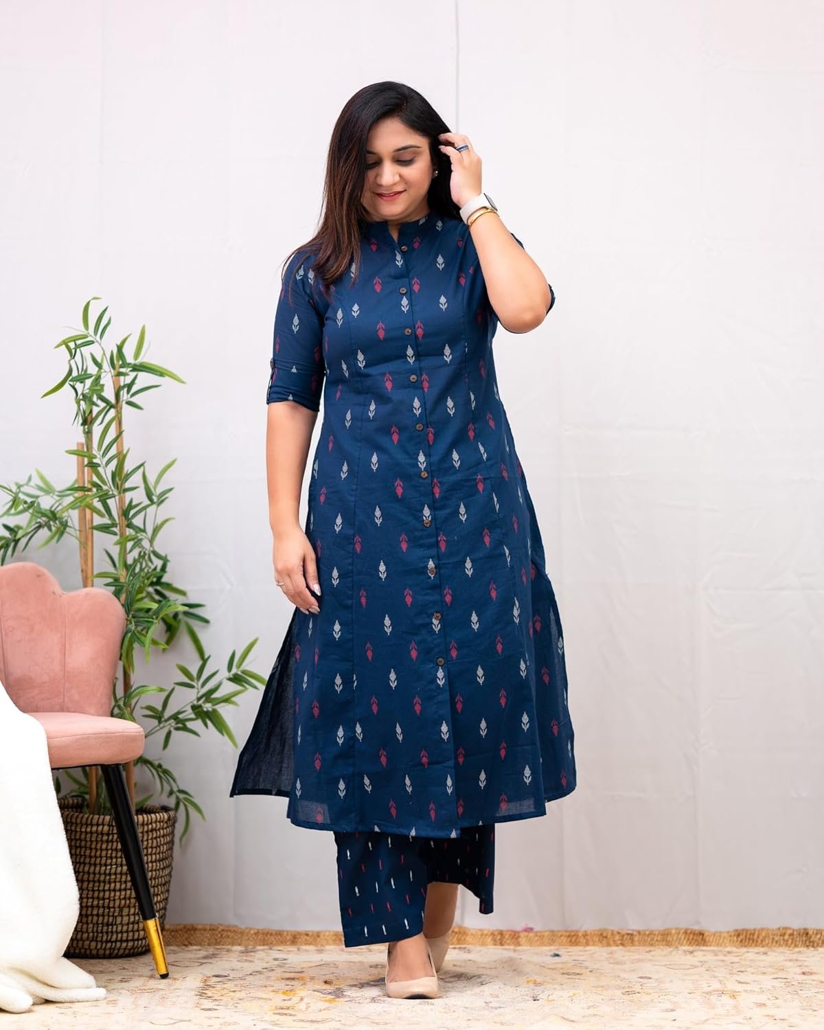 GoSriKi Women Cotton Printed A-Line Ethnic Co-Ord Set - Image 2