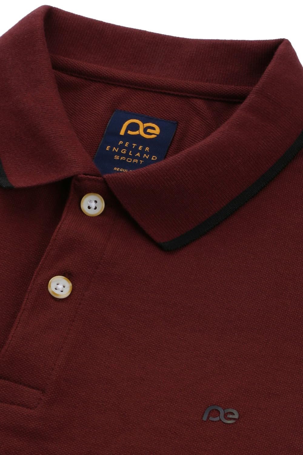 Peter England Men's Snug Fit Solid Polo T-Shirt with Coloured Collar Tipping - Image 2