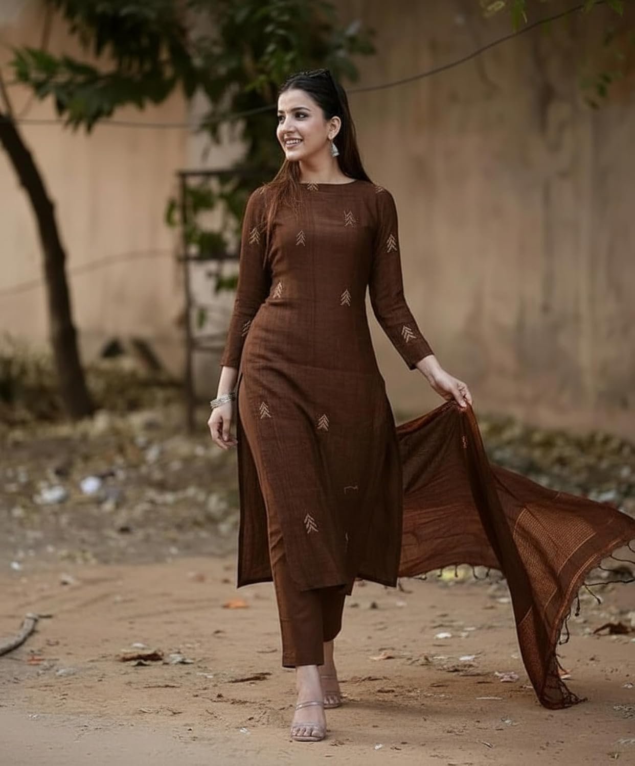 GoSriKi Viscose Printed Straight Kurta with Pant and Dupatta for Women - Image 4