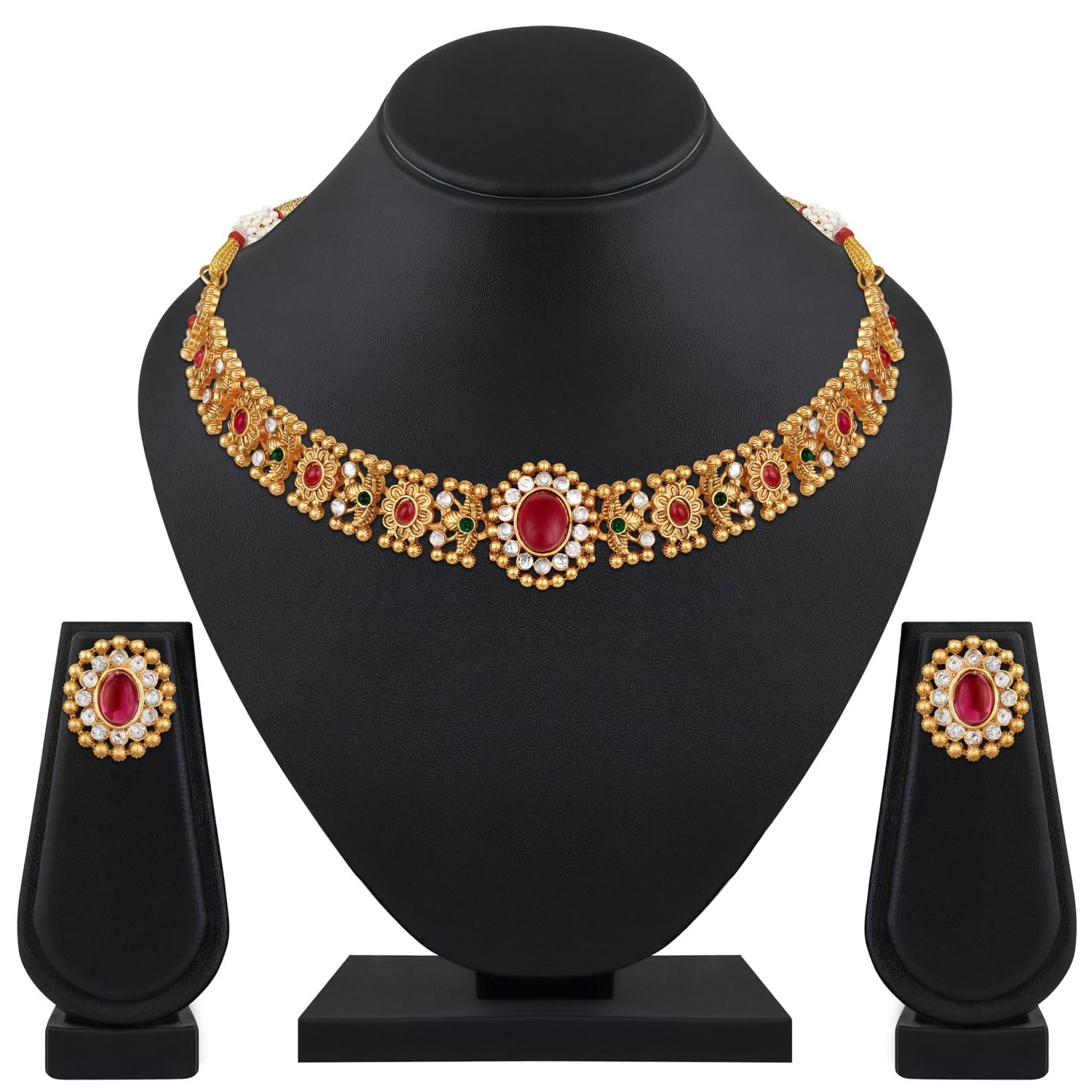 Shining Diva Fashion Latest Stylish Design Fancy Traditional Necklace Jewellery Set for Women (16637s) - Image 8