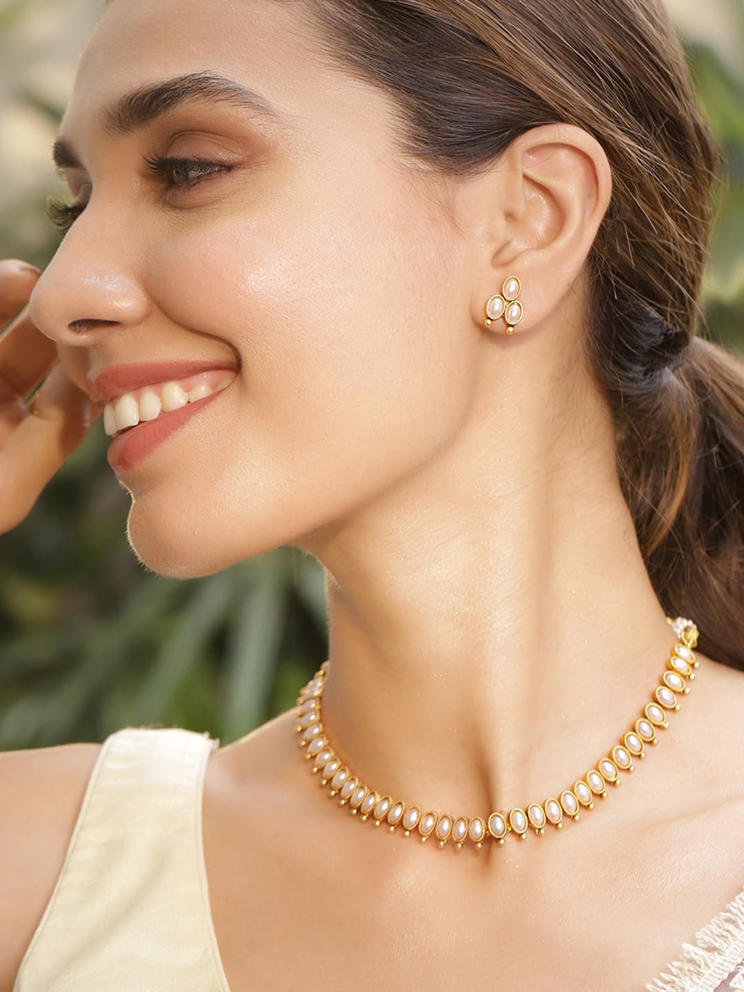 Rubans Necklace Set Gold Plated Traditional Stylish Jewellery Gift for Women & Girls - Image 2