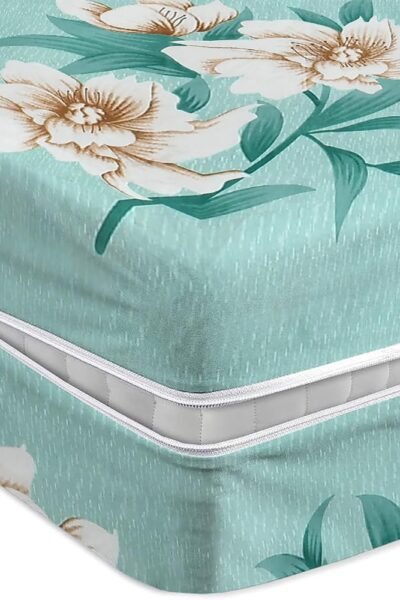 BSB HOME Premium Cotton Printed Mattress Cover/Protector with Zipper Chain