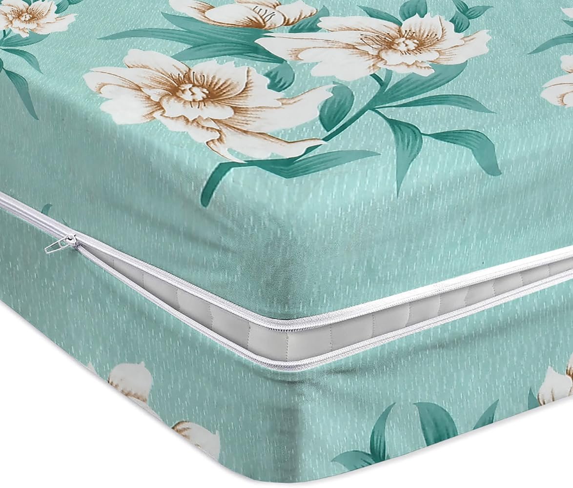 BSB HOME Premium Cotton Printed Mattress Cover/Protector with Zipper Chain