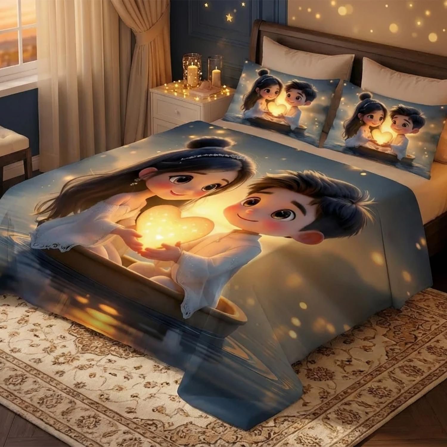7D Fairy Glow of LoveHouse Collection Double Bedsheet 90x100 inch with 2 Pillow Covers - Image 2