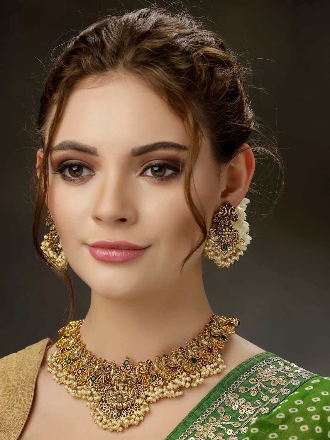 Shining Diva Fashion Latest Stylish Fancy Pearl Choker Traditional Jewellery Set for Women - Image 3