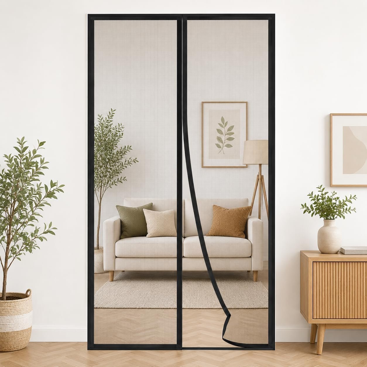 Mosquito Net for Door Fiberglass Magnetic Curtain Auto Closing Insect Screen for All Door Types with Self Adhesive Hook Tape - Image 2