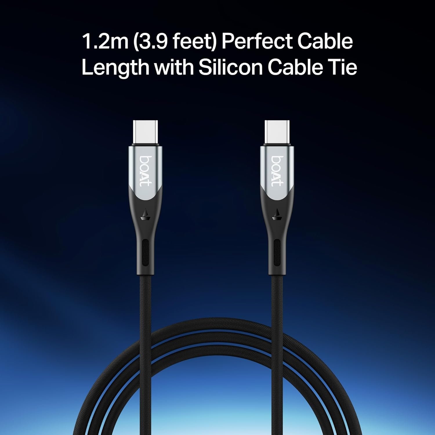 boAt Type C to C 65W Fast Charging Cable with 480 Mbps Data Transfer, Tangle-Free Cable in Premium Nylon Braided Design (Carbon Black) - Image 6