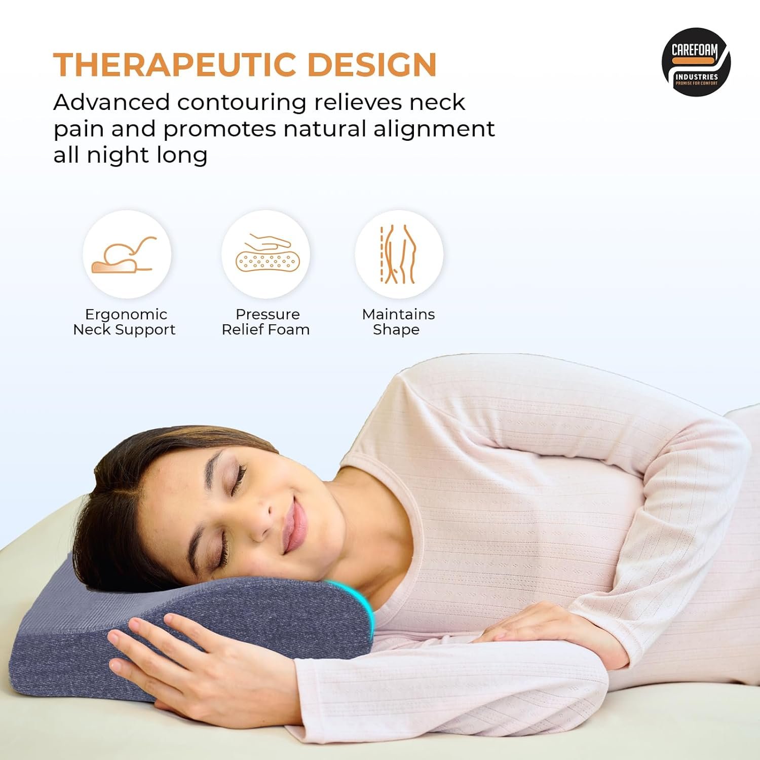 CareFoam Contour Cervical Memory Foam Pillow - Image 2