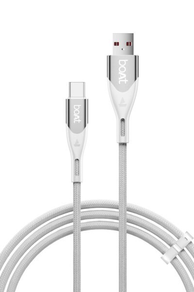 boAt Type A to C 65W Fast Charging Cable with 480 Mbps Data Transfer, Tangle-Free Cable in Premium Nylon Braided Design & Durable Aluminium Alloy Shel
