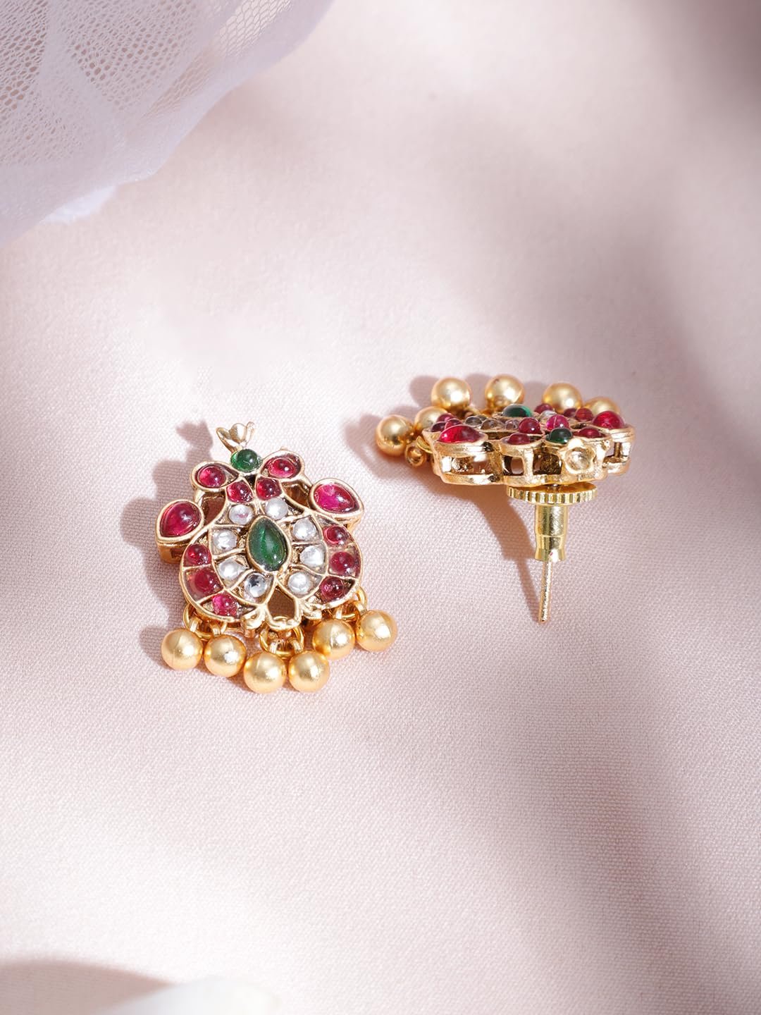 Rubans Gold-Plated Handcrafted Artificial Jewelry Set with Ruby, White Emerald Studs & Gold-White Beads with Earrings For Women and Girls โ Perfect fo - Image 6