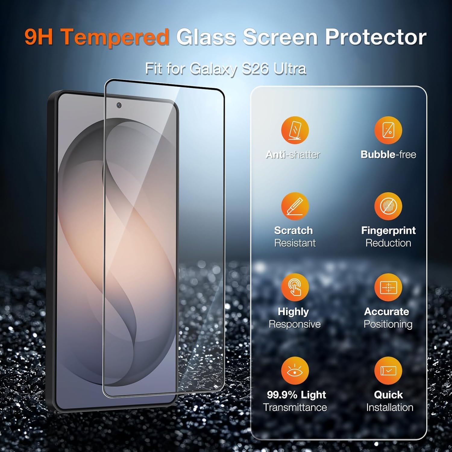OpenTech® Military-Grade Gorilla Tempered Glass for Samsung Galaxy S26 Ultra with Fingerprint Unlock, Edge to Edge Coverage - Case Friendly, Anti-scra - Image 3