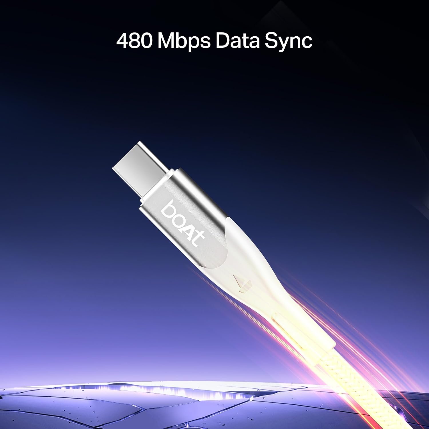 boAt Type A to C 65W Fast Charging Cable with 480 Mbps Data Transfer, Tangle-Free Cable in Premium Nylon Braided Design & Durable Aluminium Alloy Shel - Image 3