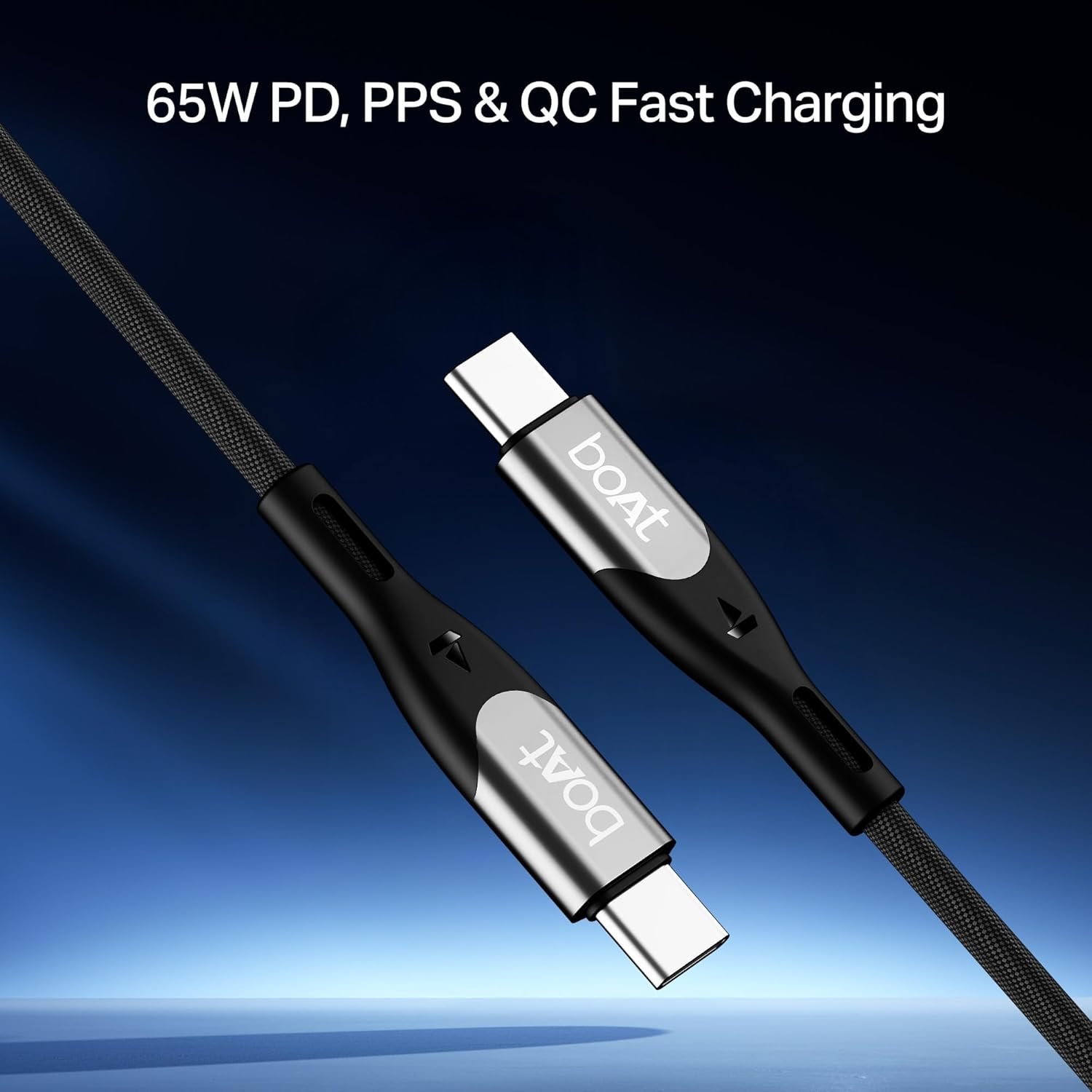 boAt Type C to C 65W Fast Charging Cable with 480 Mbps Data Transfer, Tangle-Free Cable in Premium Nylon Braided Design (Carbon Black) - Image 3